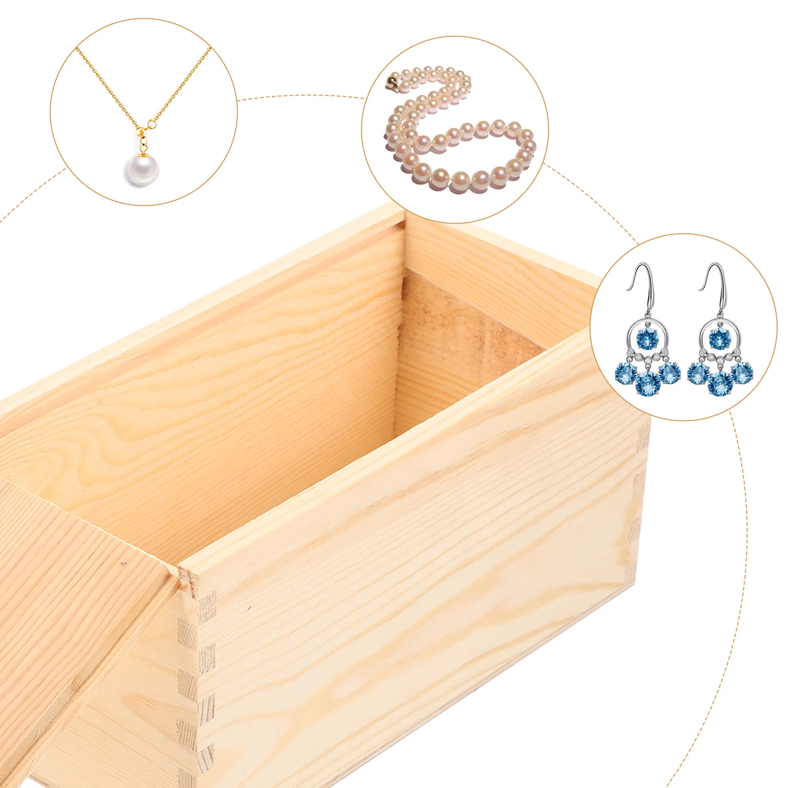 

Wood Jewelry Box Wooden Storage Case For Rings Earrings Trinkets Organizer Light Portable Desktop Holder Gift Container Home