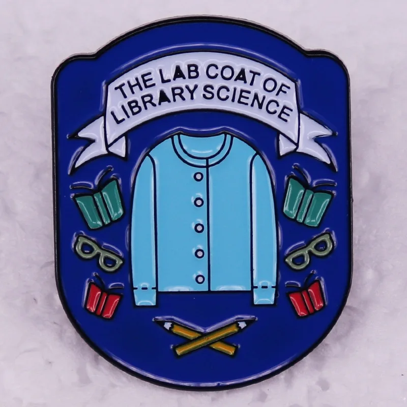 Broche de esmalte "the Lab Coat of Library Science", caja de abrigo creativa, gafas de lápiz, insignia, regalos de joyería