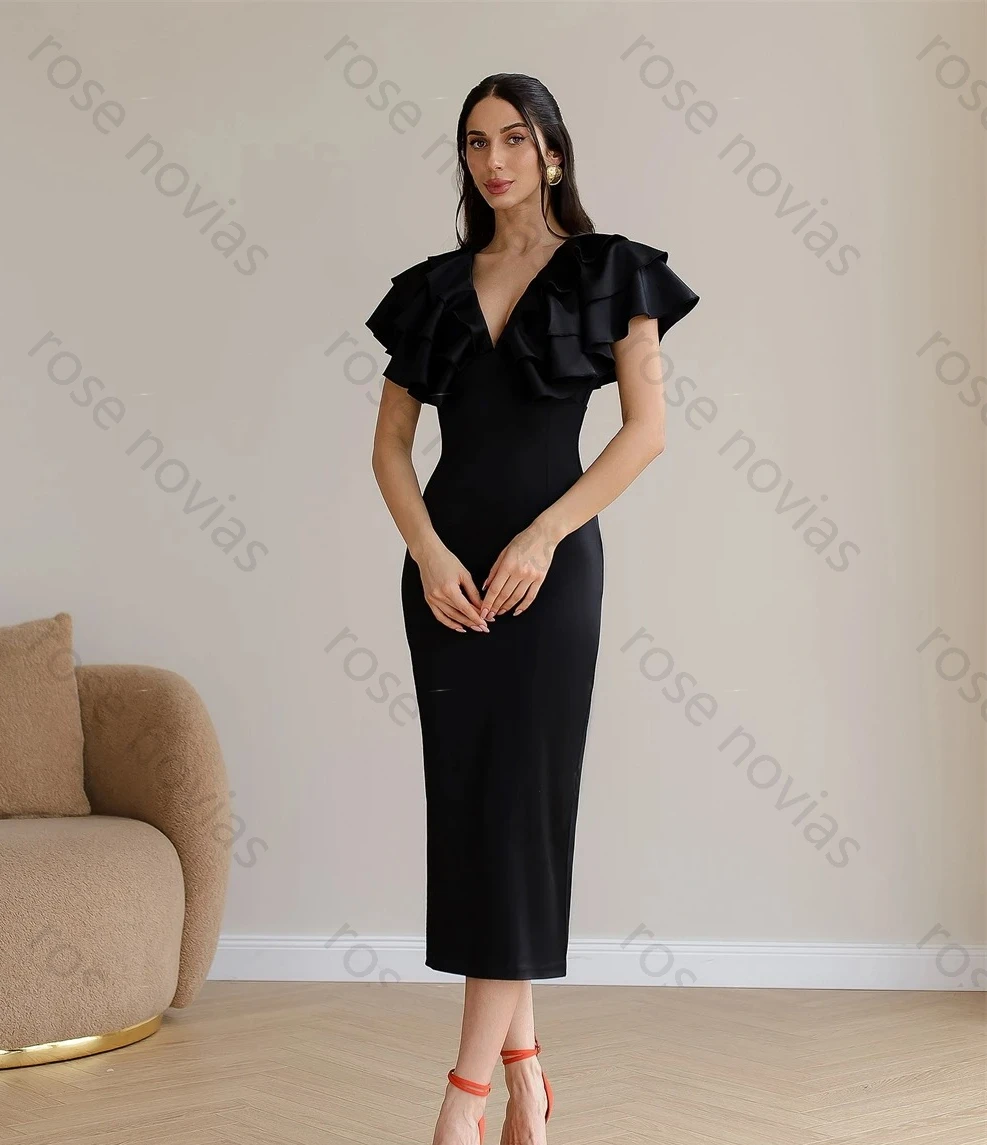 Haute qualité personnalisé sirène Simple Satin soirée élégant col en v sans manches robes de retour mode Occasion spéciale G