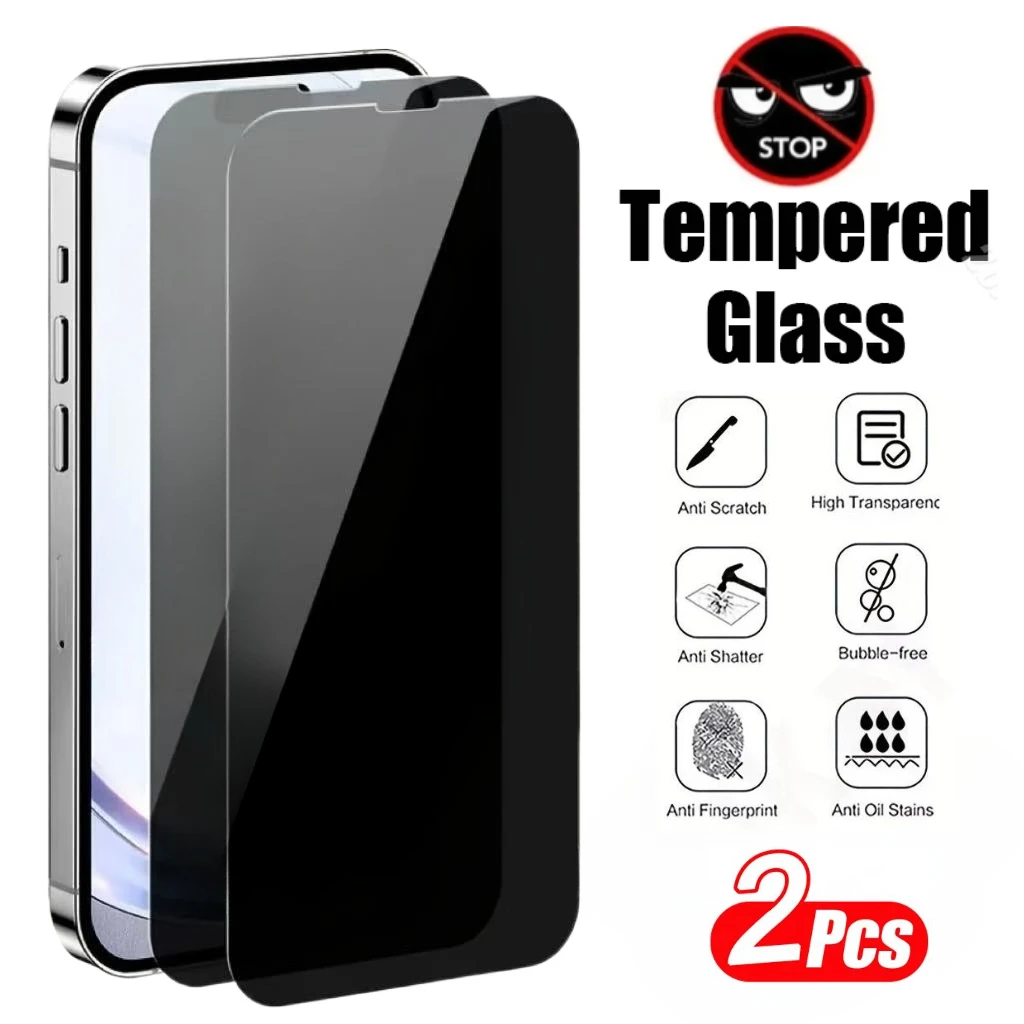 2Pcs Privacy Screen Protector For iPhone 16 13 15 14 12 11 Pro Max Anti Spy Tempered Glass For iPhone 12 13 Mini X XR XS Max