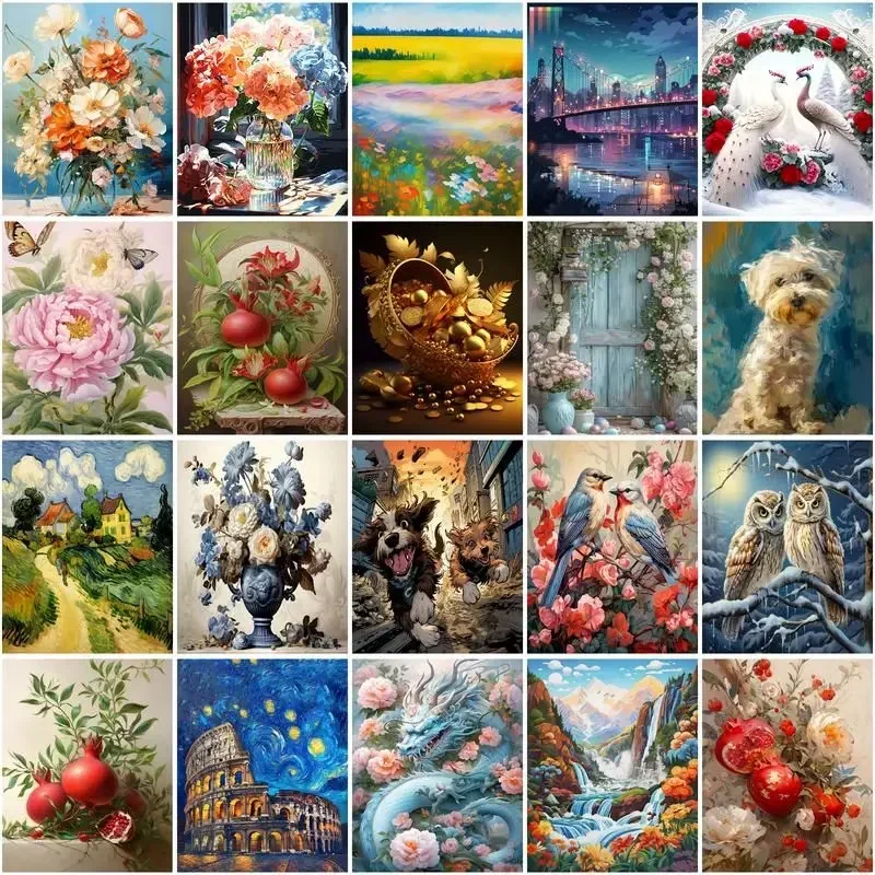 

605098 Paint By Number Landscape Flower HandPainted Painting Art Drawing On Canvas Gift Pictures By Numbers Kits Home Decor