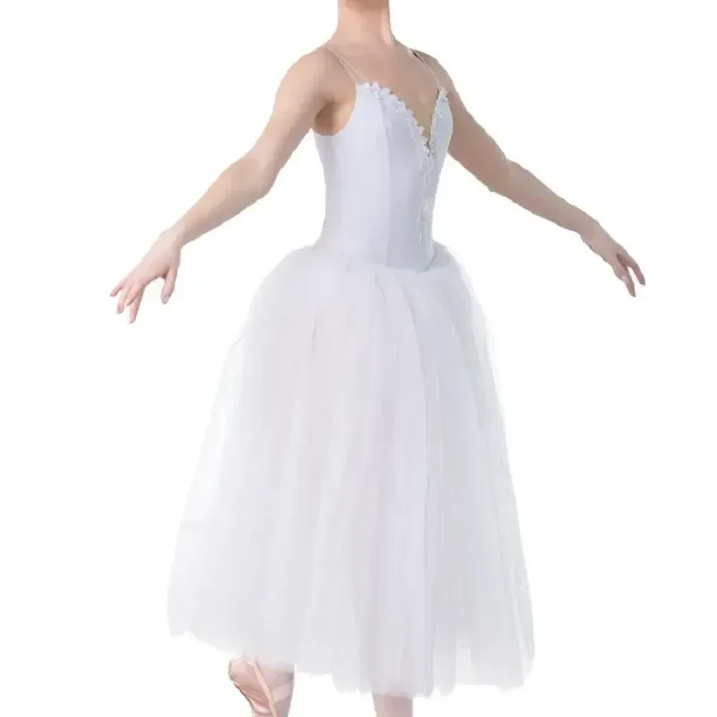 White Ballet Tutu Skirt Professional Dance Dress Long White Tutus For Adult Ballet Costumes