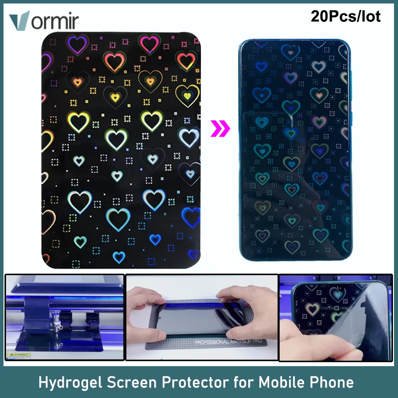 VORMIR 20pcs Laser Hydrogel Screen Protectors for iPhone 14 13 12 S22 Ultra Thin TPU Movies Skin Sheets for 890C Cutting Machine