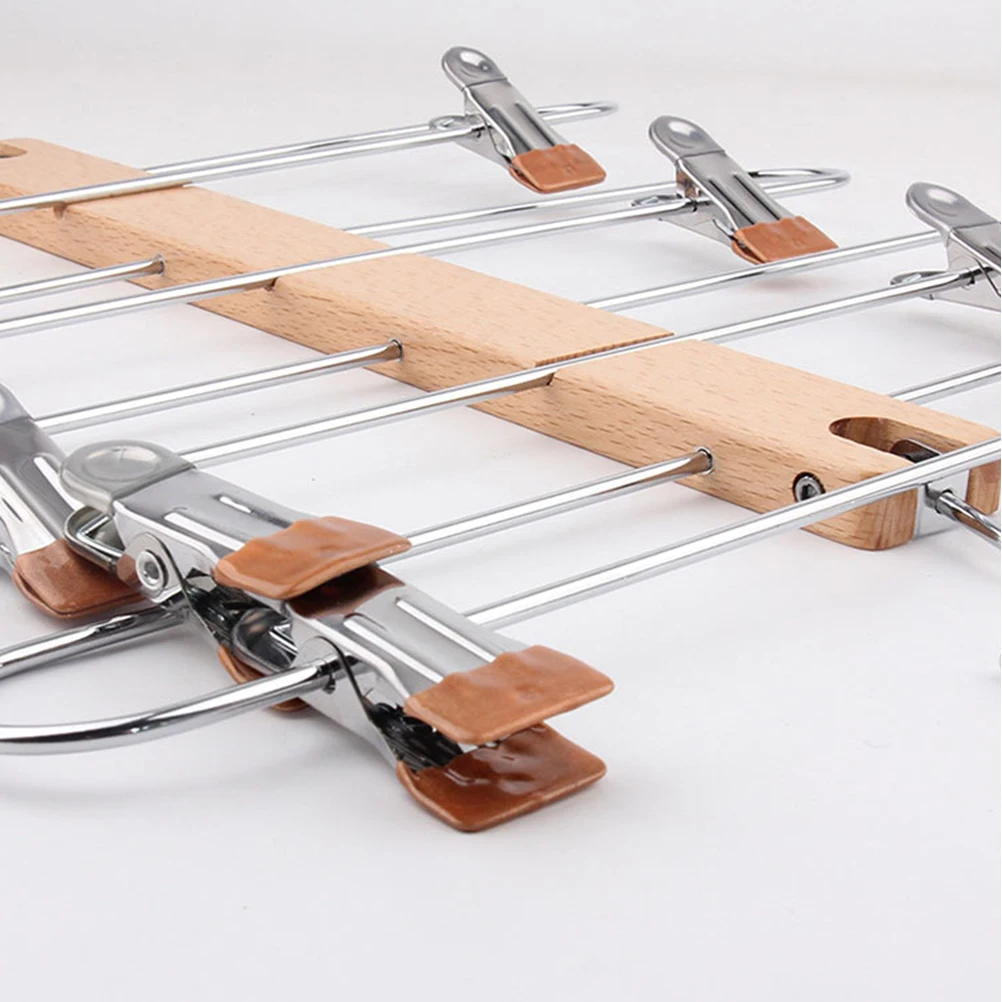 

Solid Wood PVC Coated Metal Hangers Skirt Pants Jeans Culottes Hanger Clips Closet Wardrobe ganizer Bedroom Bathroom Storage