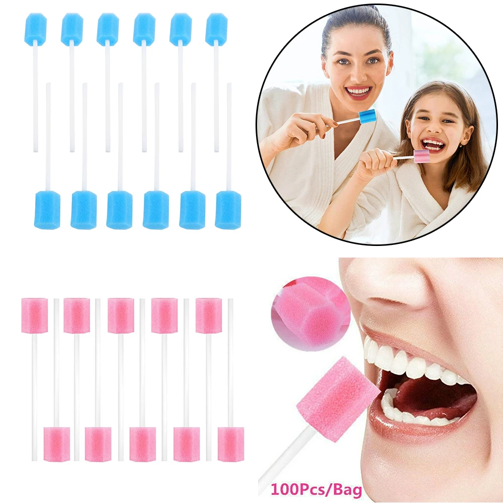 100pcs Cleaning Mouth Swabs Foam Sputum Sponge Stick For Oral Medical Use Oral Care Disposable Oral Care Sponge Swab Tooth