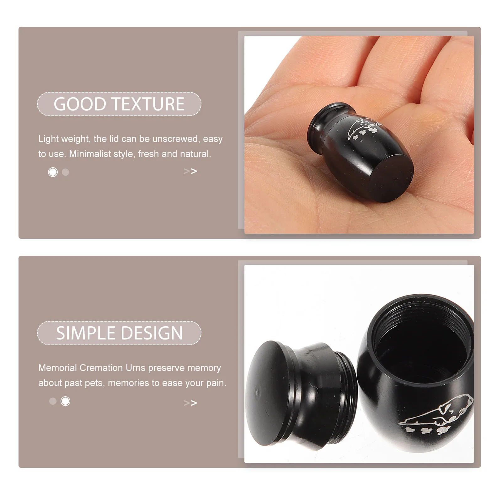 

Small Pet Urn Dog Ashes Holder Metal Urn Lightweight Unscrew Lid Cremaition Casket for Pet Ashes Storage Dog Urns