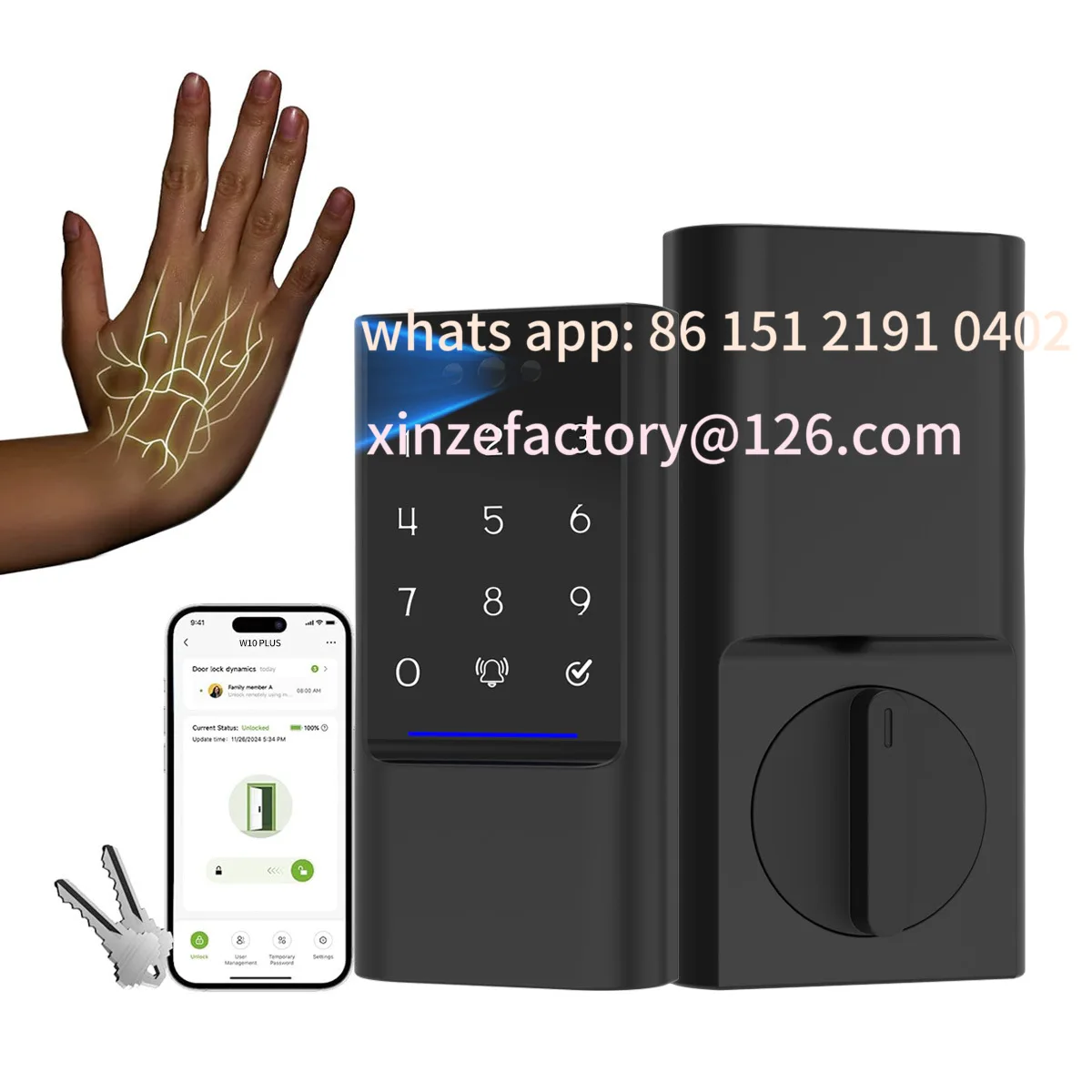 

Customizable cross-border smart door lock palm vein password lock fingerprint lock, graffiti APP remote unlocking automatic