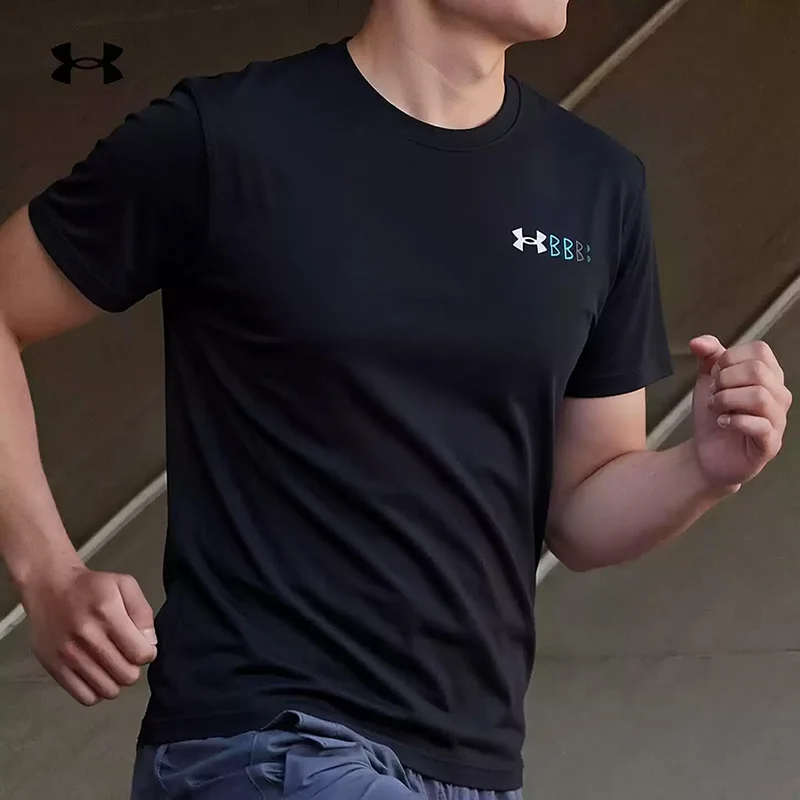 

Under Armour Men's Black T-Shirt Summer New Style Training Short-Sleeved Breathable Sports Shirt Half-Sleeve 1382904-001