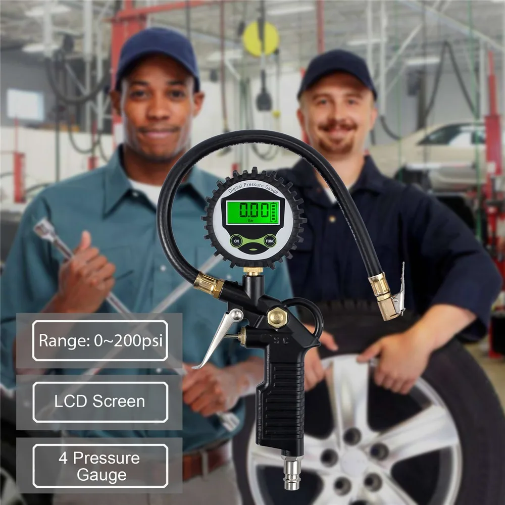 Gauge Backlight Vehicle Tester With 200 PSI LCD Digital Display Tire Pressure Gauge Tire Inflator image 5