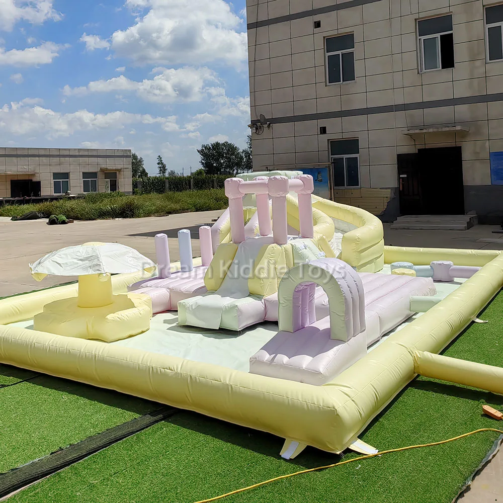 الباستيل PVC في الهواء الطلق نفخ بركة الشريحة لينة معدات اللعب ملعب للأطفال المياه الشريحة بركة عقبة الدورة