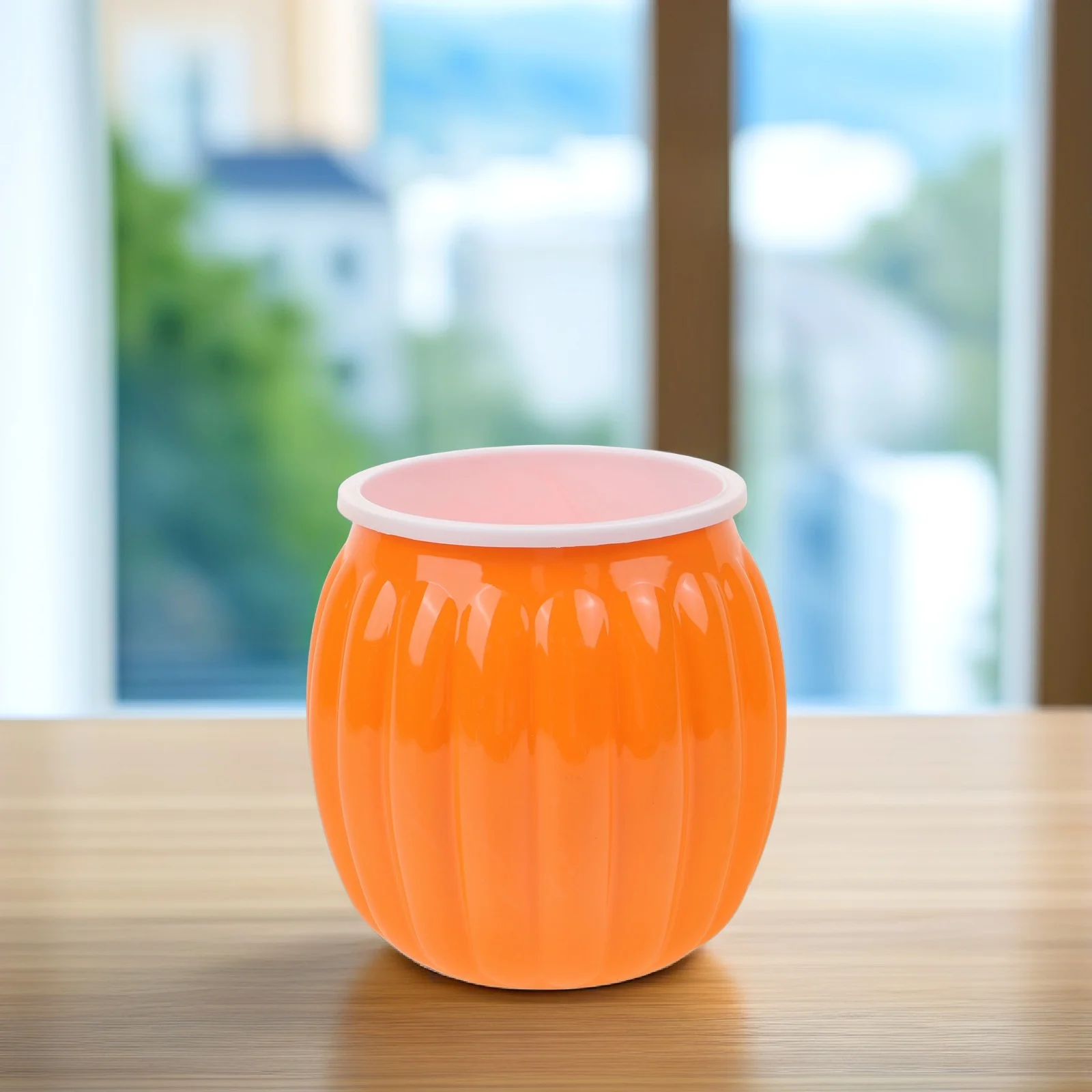 

Automatic Watering Flowerpot Non Breakable Resin Self Watering Planter Transparent Pumpkin Shape White Midsize Indoor