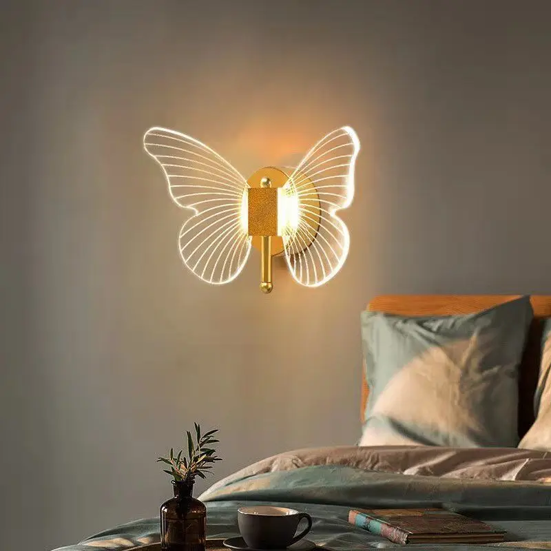 

Wall Lamp Luminaria Nordic Butterfly Lights Luxury Modern Bedroom Bedside Living Room With Switch Decoration Home Accessories