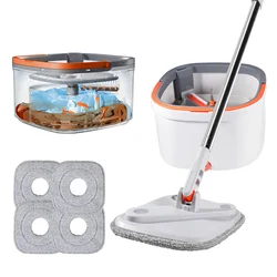 Mop Water Separation Square Mop With Bucket 3PCS Mop Heads 360 Ceaning  Microfiber Lazy Floor Floating Household Cleaning mop