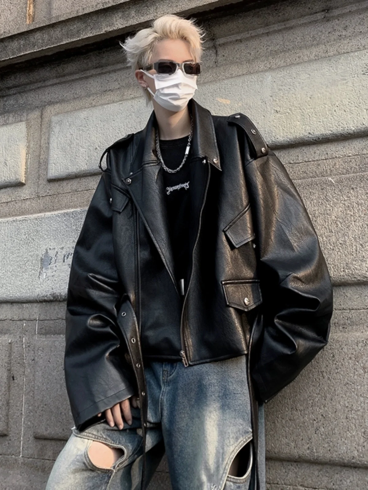 

Мужская кожаная куртка в американском ретро-стиле, осенне-зимняя, свободного кроя, повседневная, из искусственной кожи, мотоциклетная, молодежная, стильная