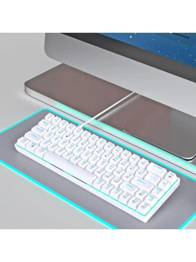 

Y1UB V800 60% Mechanical Keyboard Hot-Swappable with 68Keys Two Color Backlights Keypad USB C Cable for Gamers and Typists