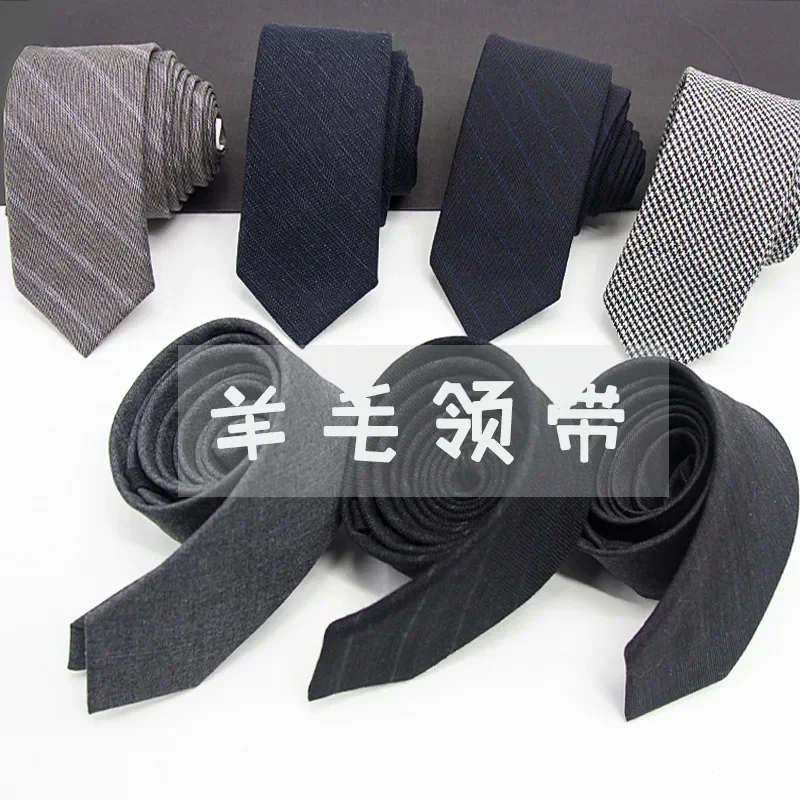 

Korean version color woven jacquard dark wool tie for men, 5.5cm business casual striped hand tie, trendy workplace gift giving