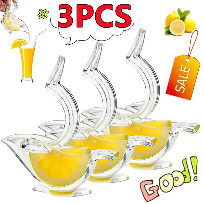 

3/2/1PC Kitchen Slip Tool Press Squeeze Fruit Mini Manual Juicer Bird Shape Transparent Portable Orange Lemon Manual Juicer