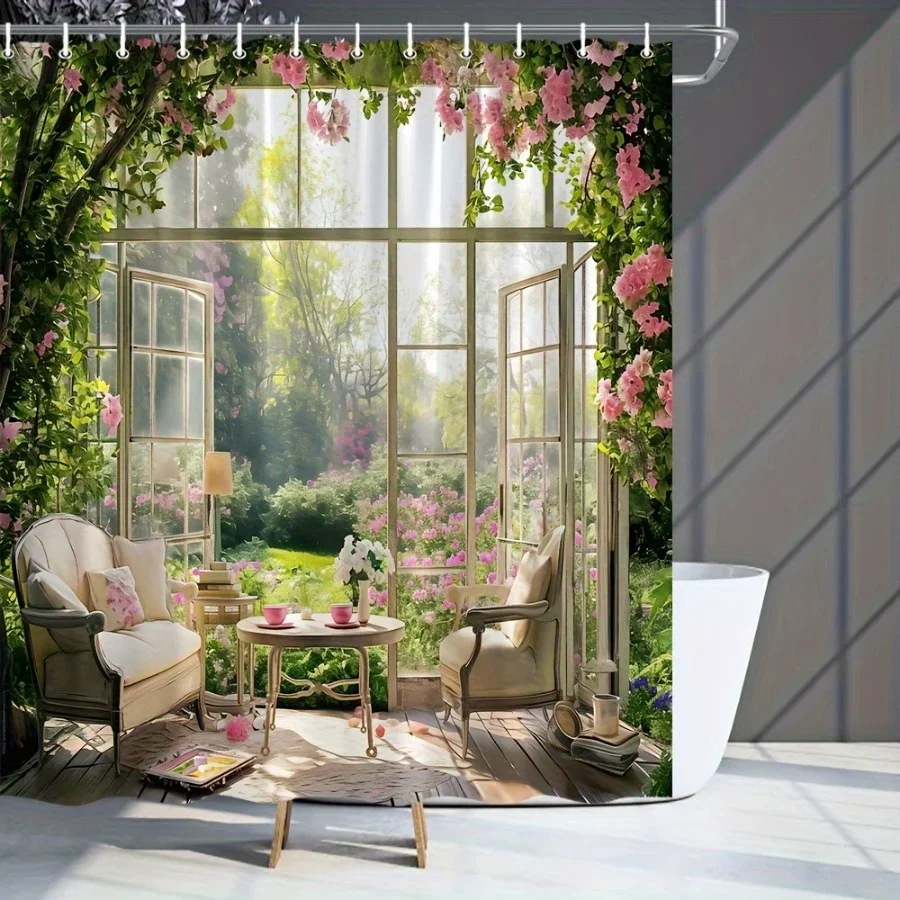 

Sunlit Garden Oasis Shower Curtain- Multi-Style Bath Decor, Perfect for Those Who Love Nature-Inspired and Practical Designs