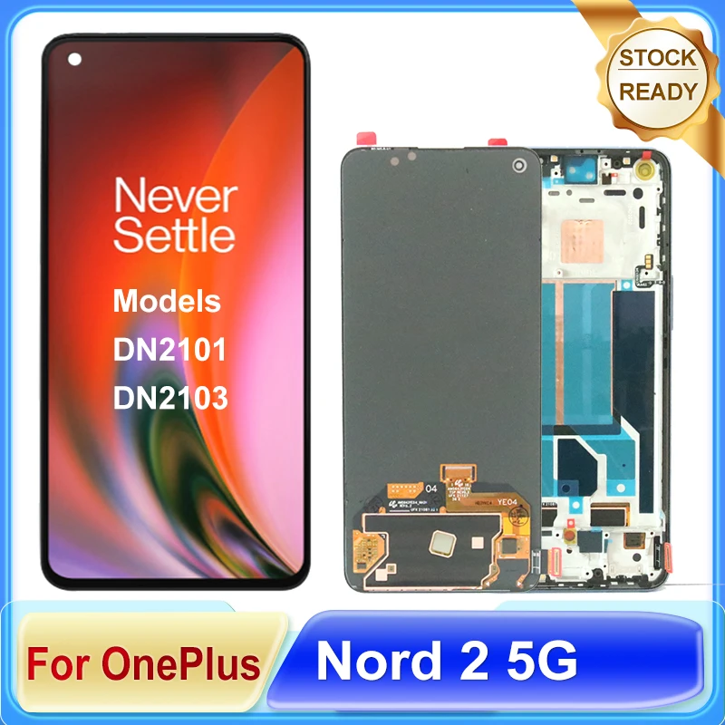 Tested 6.43 Inches AMOLED Display For OnePlus Nord 2 5G LCD Touch Screen Digitizer Assembly DN2101, DN2103 Model