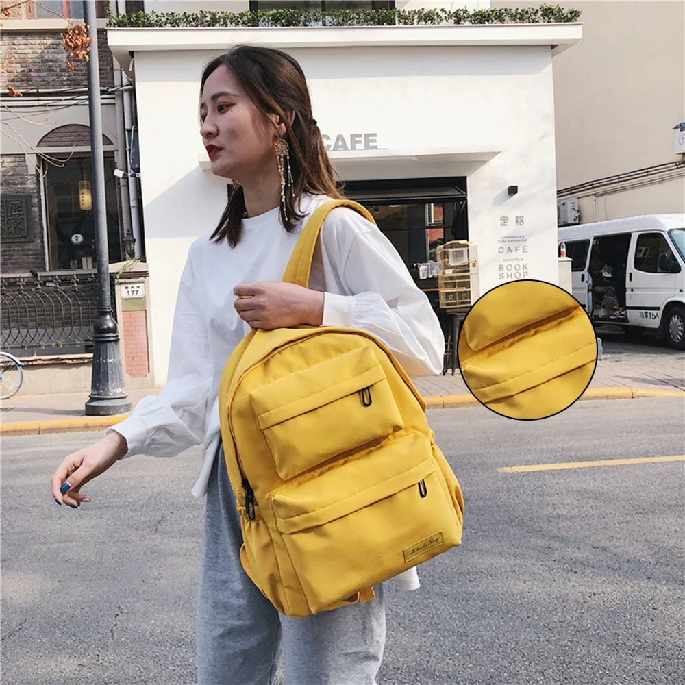 2021 New Korean Large-capacity Outdoor Backpack Boys Girls Solid Color School Bag Female Wear Oxford Cloth Student Backpack