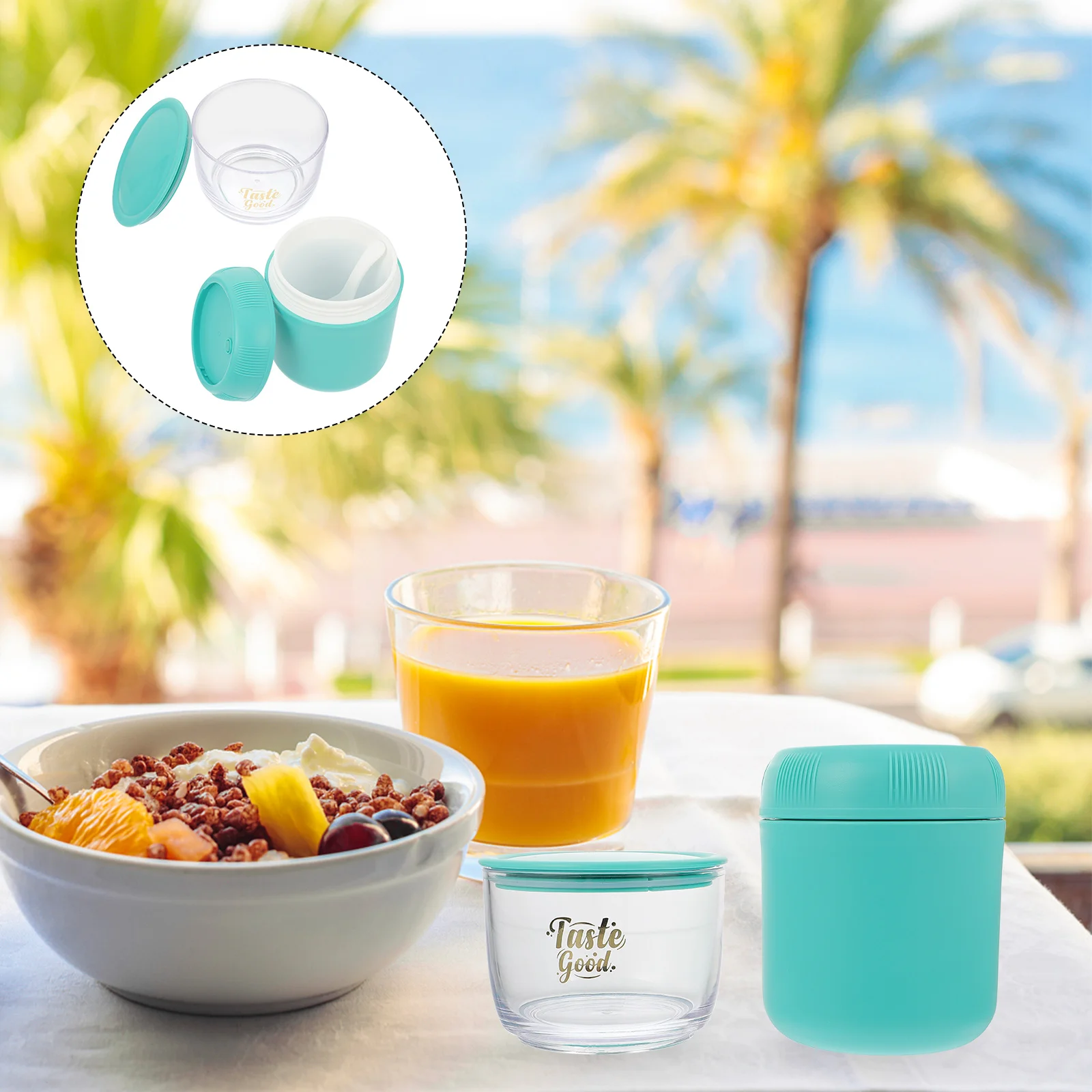 Food Containers Breakfast Cup Milk Complementary and Children Portable Tableware Kids Combined Green Baby