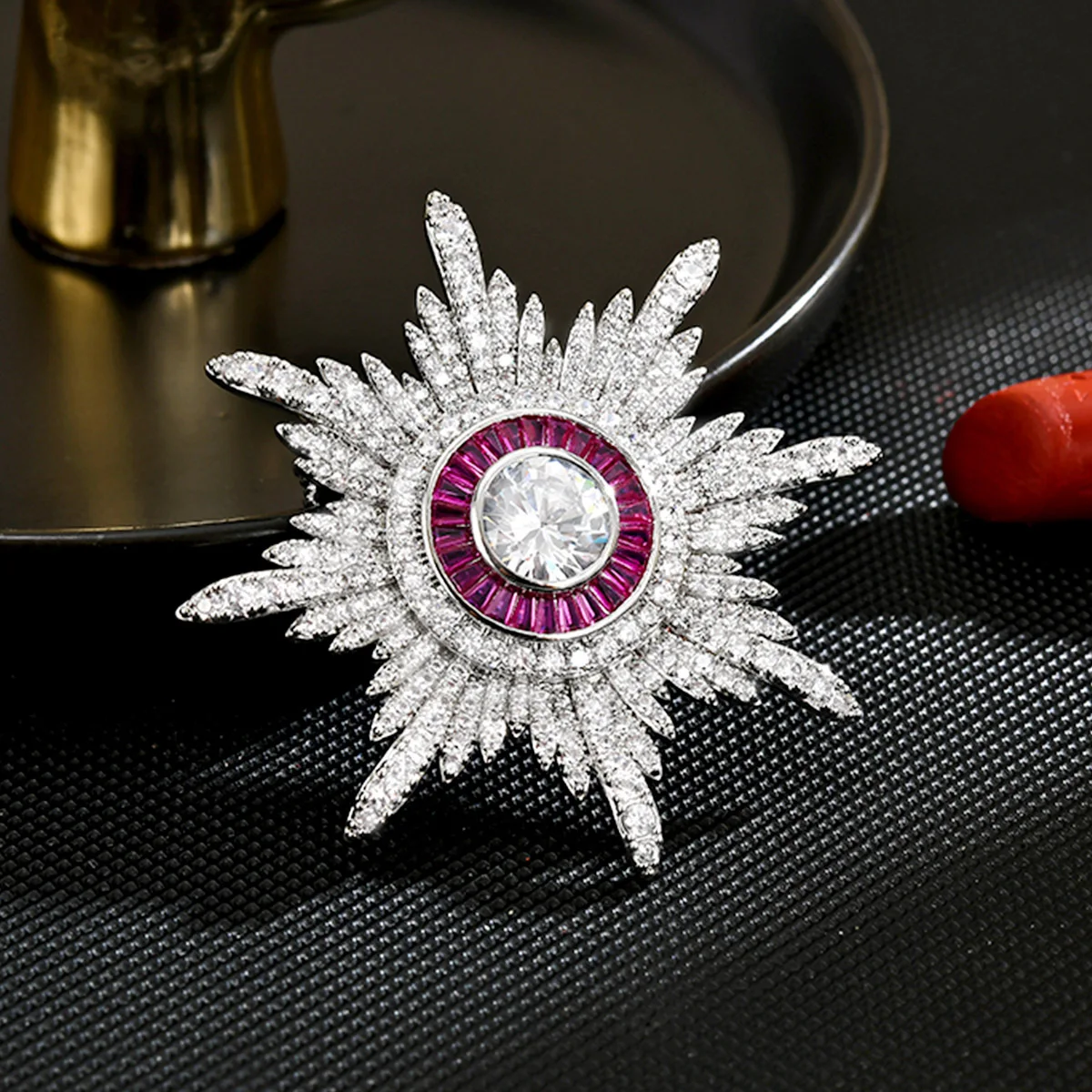 

Octagram Star Brooch,Luxury Crystal Lapel Pin for Suit, Elegant Versatile Corsage