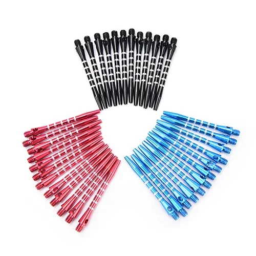 12 PCS Aluminum Alloy Darts Shafts 53mm-Black+Blue+Red-Essential 2BA Thread Dart Replacement