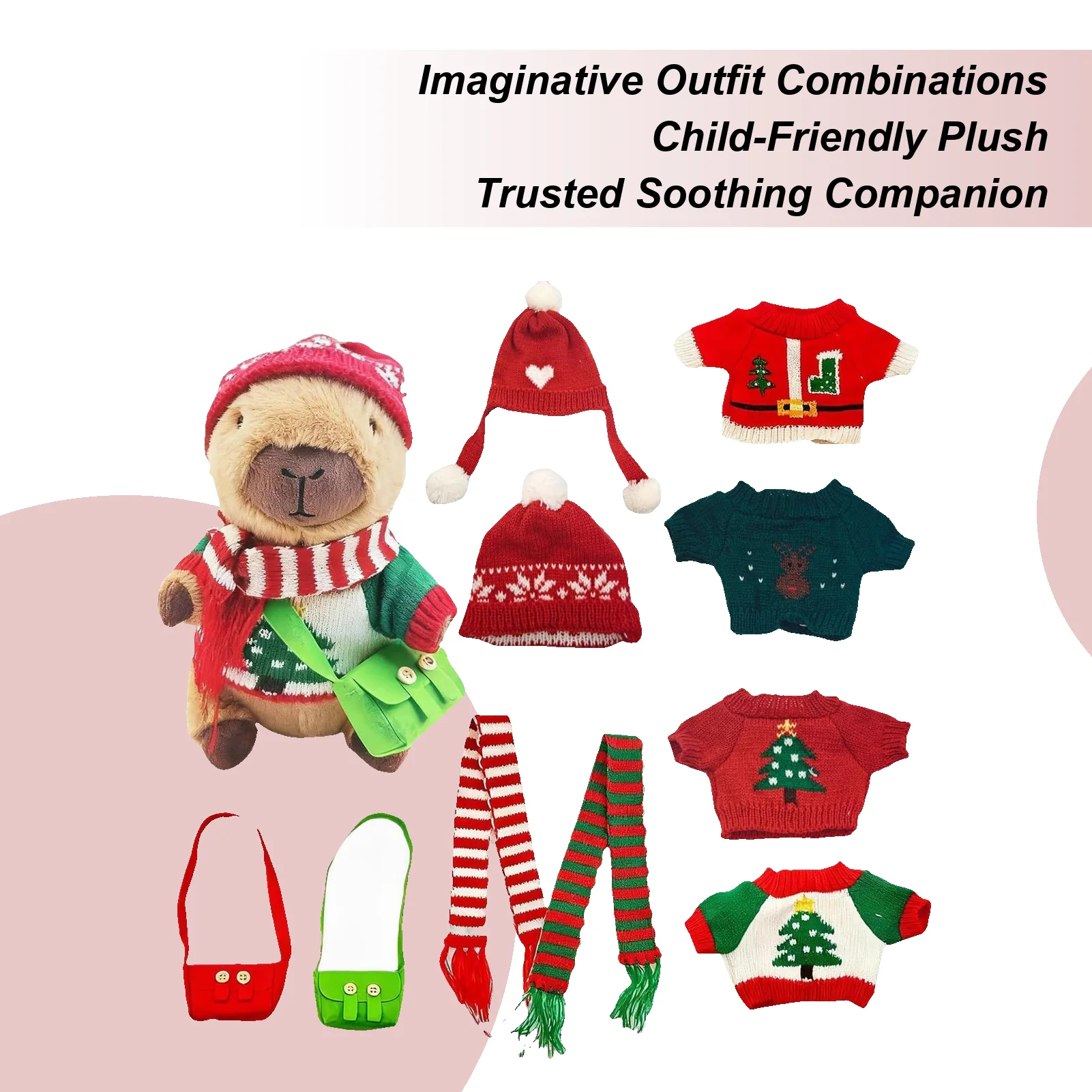 

25 см плюшевая капибара с одеждой, рождественская кукла, нарядная игрушка, мягкая игрушка для детей, взрослых, друзей, путешествий, спальни, автомобиля, декор