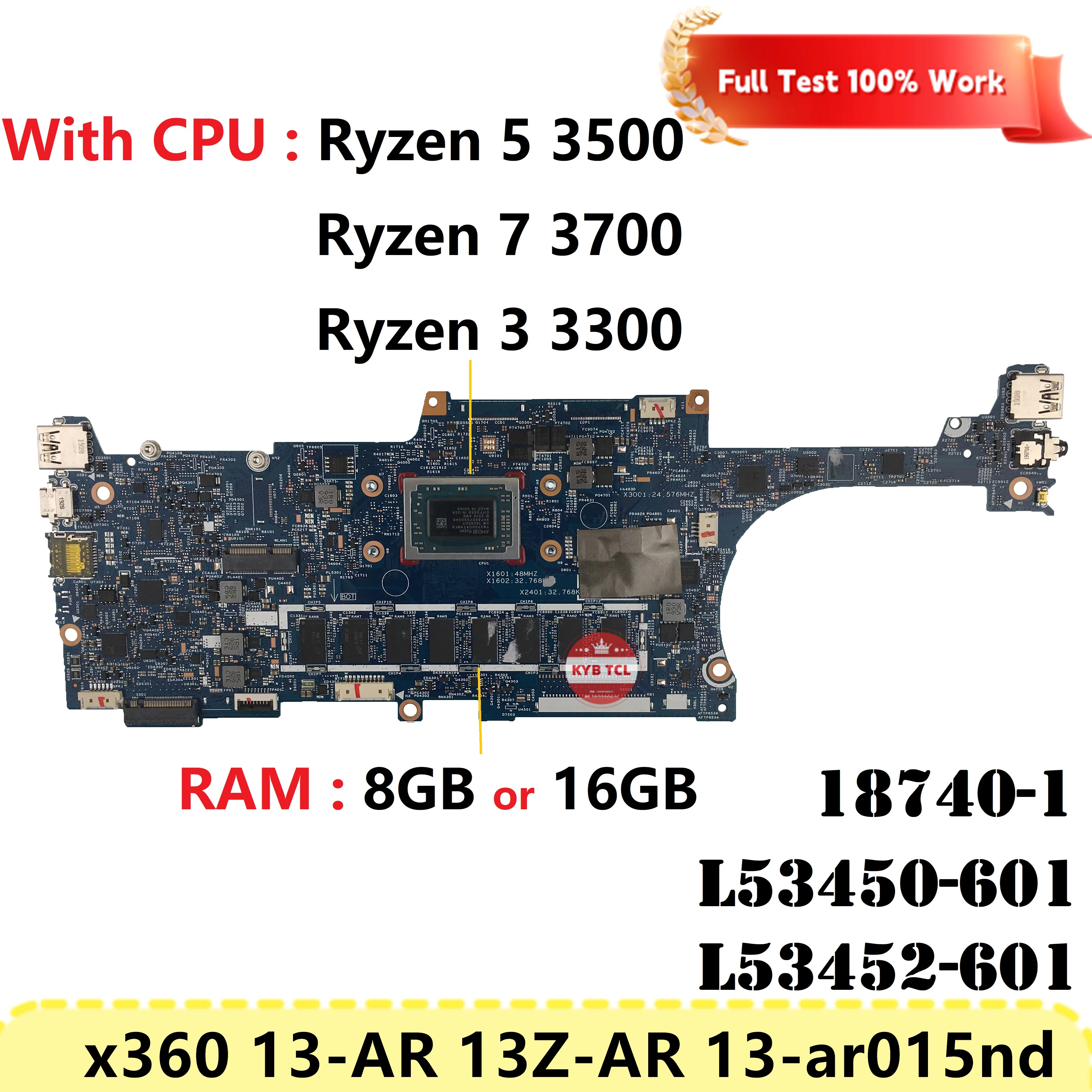 For HP X360 13-AR 13Z-AR 13-ar015nd Laptop Motherboard 18740-1 L53450-601 L53452-601 Mainboard R5 3500 R7 3700 R3 3300 Notebook