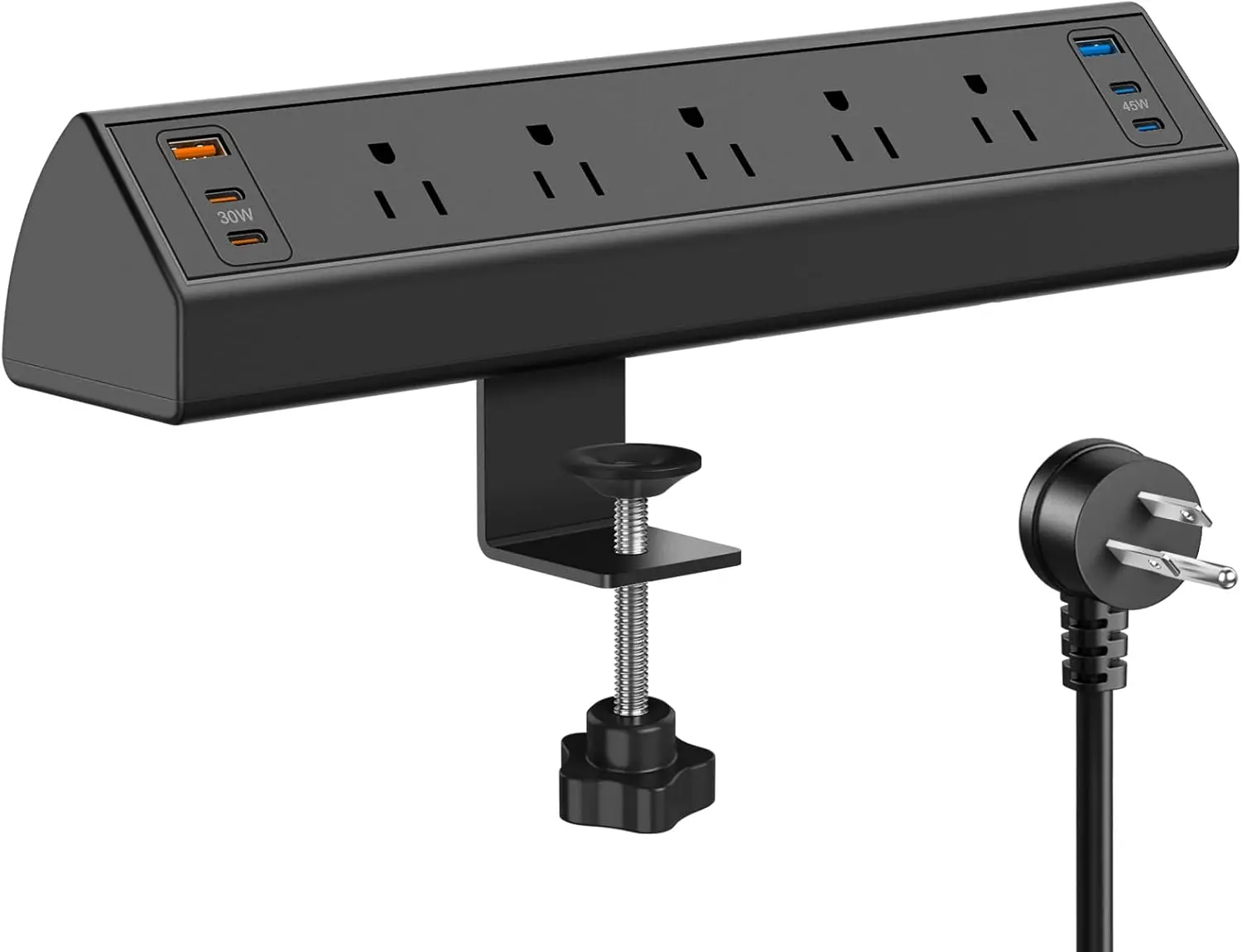 

Desk Clamp Power Strip USB C 75W Total Fast Charging Station,45W USB-C and 30W USB-C Ports Desk Edge Mount Power Strip 6-USB