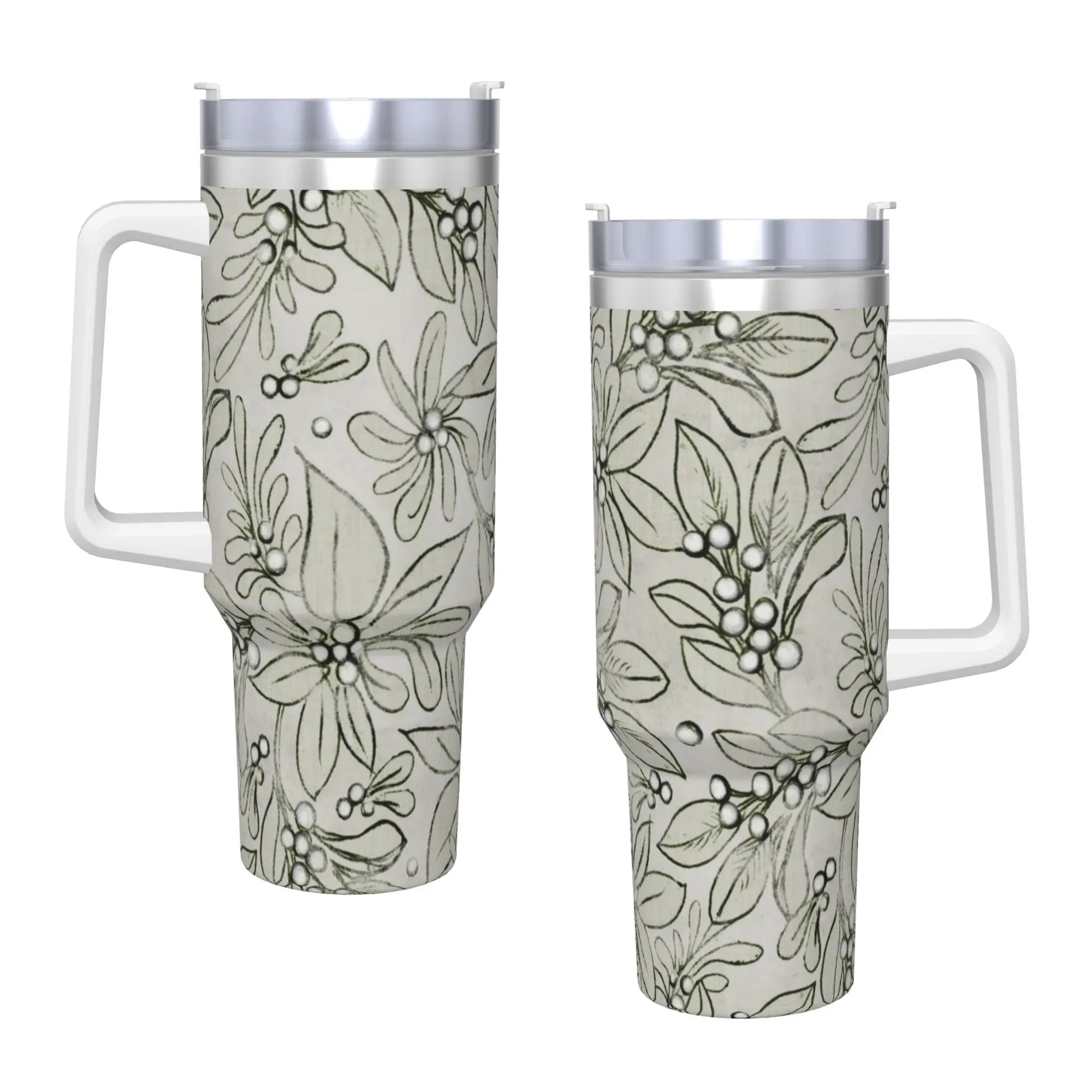 Stainless Steel Tumbler Rural flowers Thermal Cups  Leakproof Cold and Hot Car Mugs Travelist Printed Water Bottle