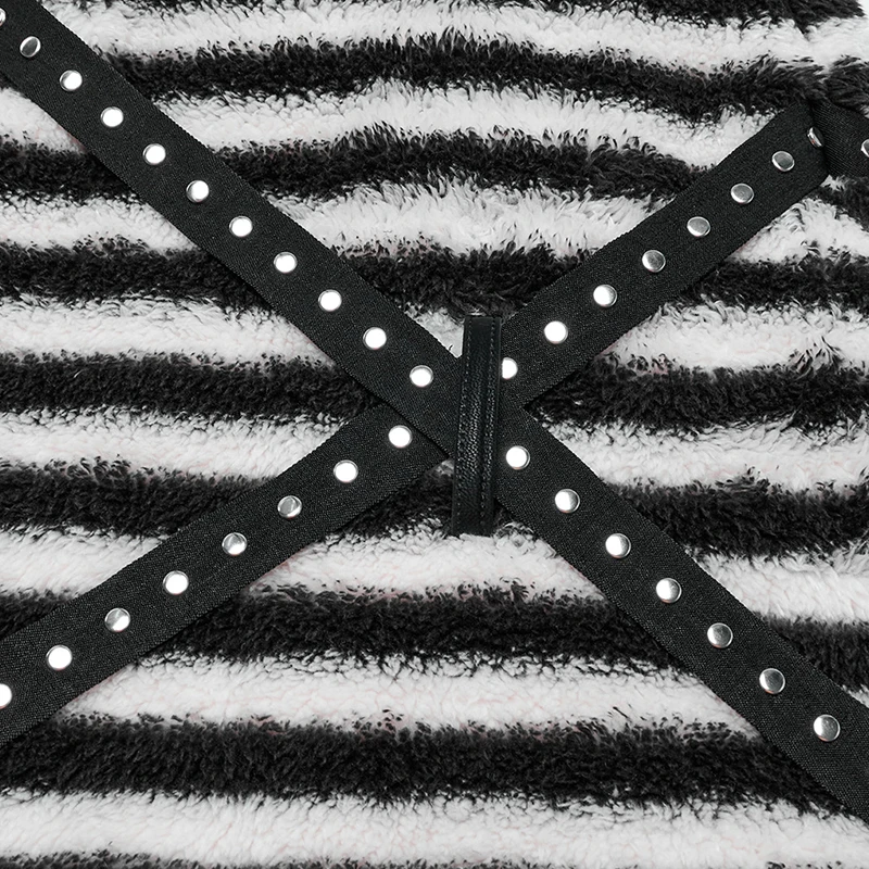 PUNK RAVE Scaldamuscoli visivi di bellezza artistica a righe bianche e nere da donna Accessori per ginocchia con maniche svasate