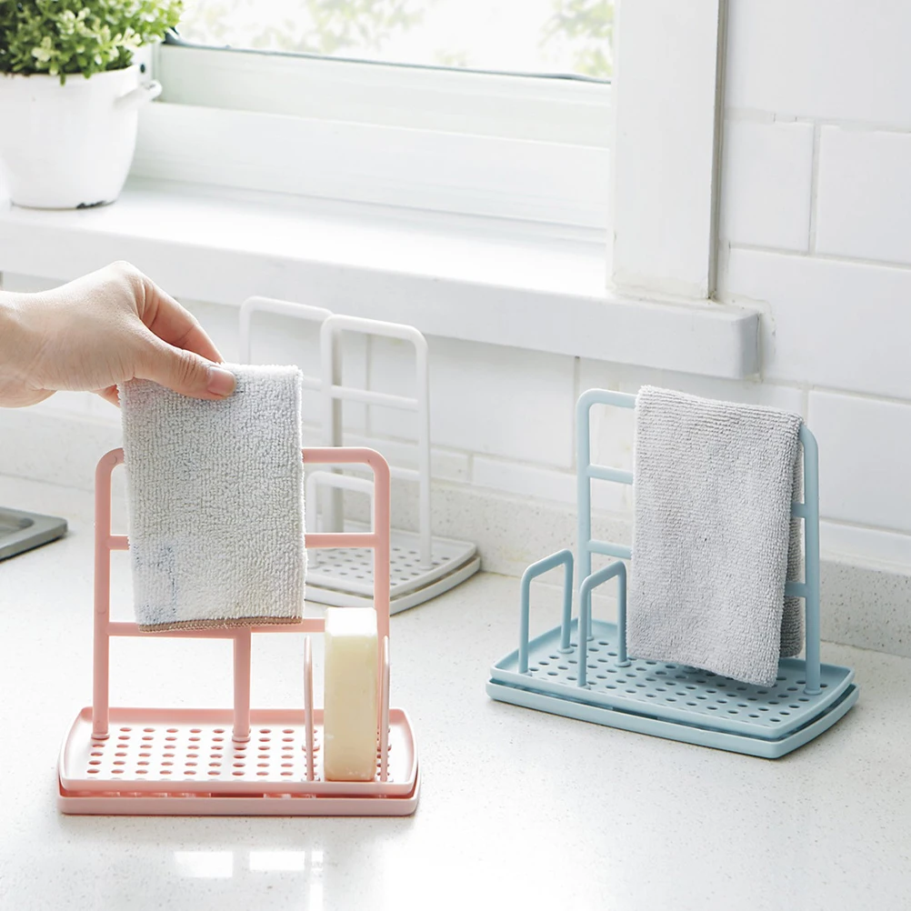 

Adjustable Sponge Holder Drain Rack Plastic Kitchen Duster Cloth Stand for Home Restaurant Lightweight Dish Towel