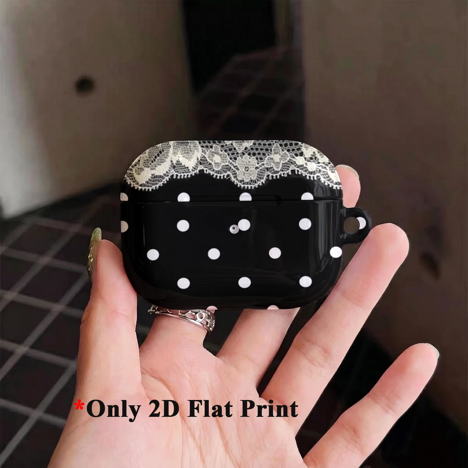Polka Dot Lace Case Suitable for AirPods4 Pro3 Pro Hard Glossy Protective Case,Holiday Gifts for Friends Family