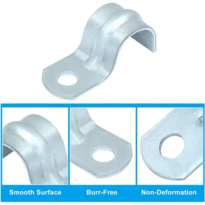 25 قطعة 0.5 Emt قناة المشبك أشرطة الأنابيب ، 1/2 بوصة الزنك مطلي الصلب ثقب واحد قوس تحديد #2