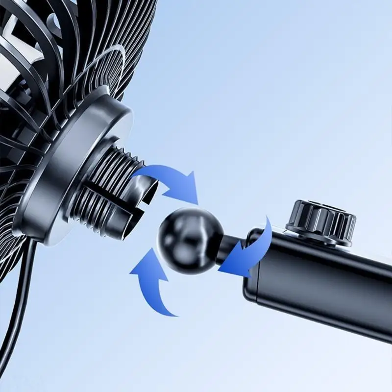 G7NA Car Dashboard Windscreen Mount Suction Cup Fan Cooling Fan 360 Degree Rotating Air Circulator Fan 3 Speed Adjustment