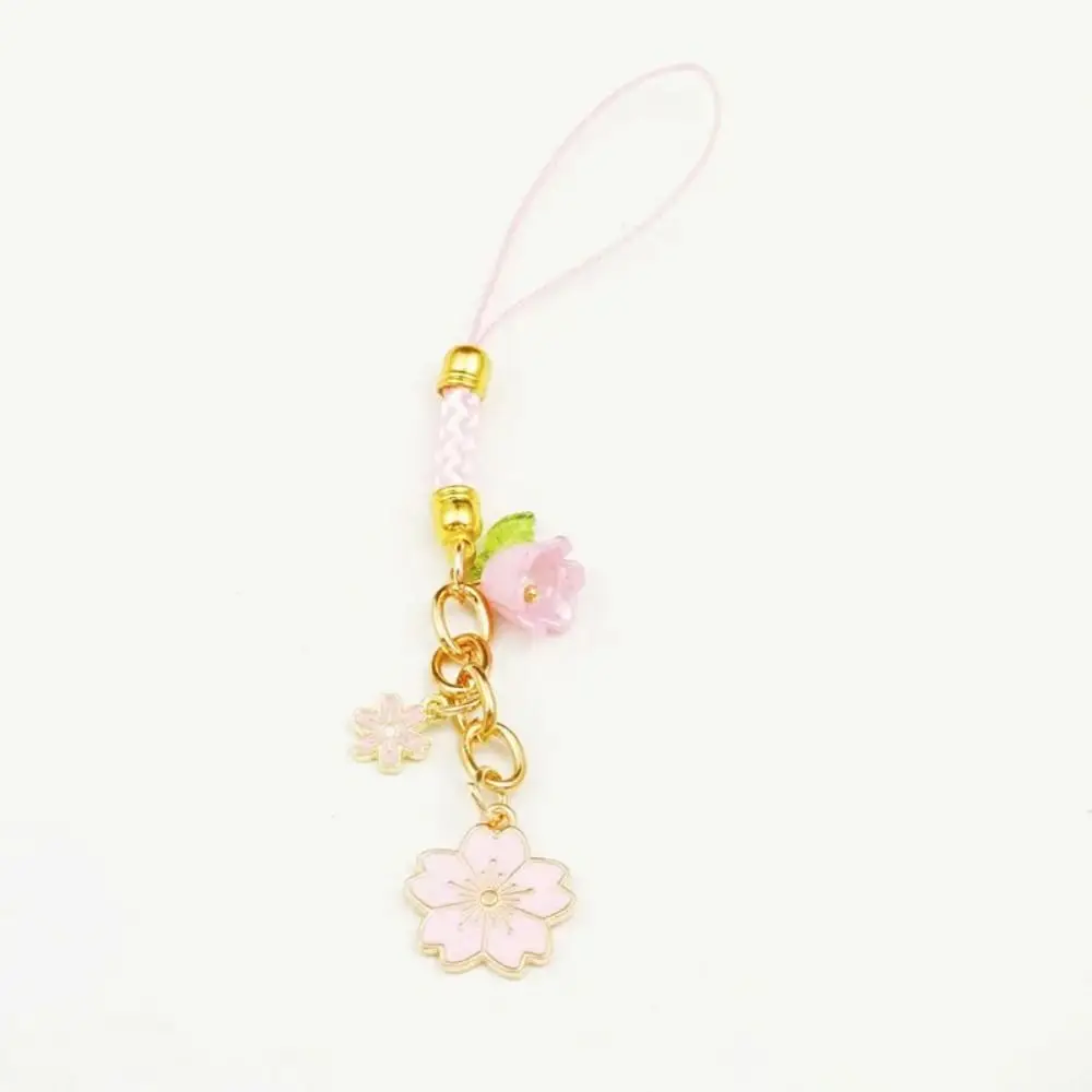 Sakura Mobile Phone Case Keychain Short Style Anti Loss Mobile Phone Lanyard Colorful Cute Phone Strap Bag Pendant