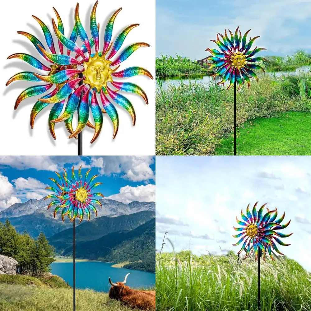 

Многоцветные уличные металлические ветряные блесны для сада, патио, двора, газона — 75 декоративных двойных скульптур ветряной мельницы