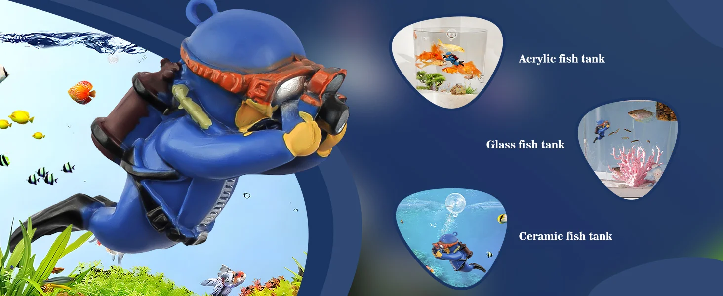 Blaue Taucher-Figuren-Set Kreative Schwimmende Ornamente für Aquarium Unterwasser-Szenerie Bodendekoration für Aquarien – Detail 5