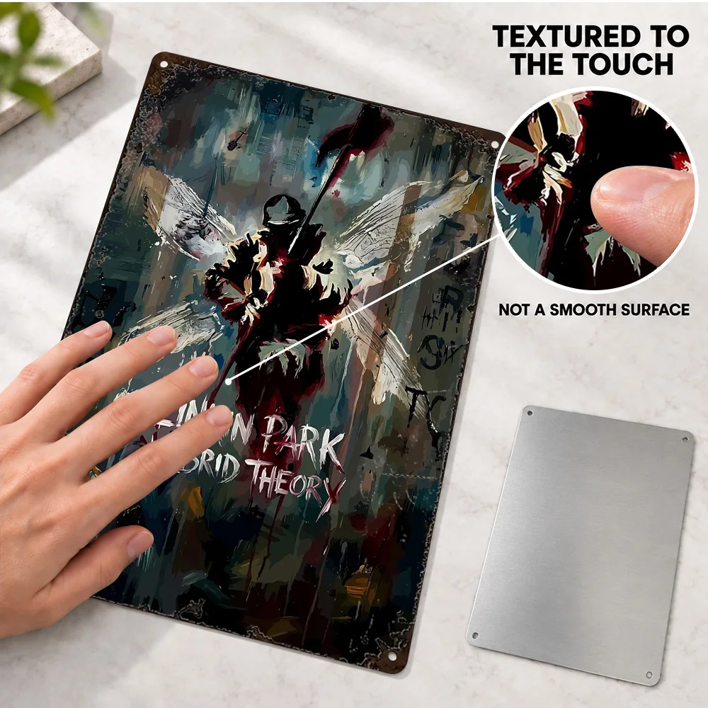 Linkin Park Hybrid Theory Album Textured Metal Poster Personalized Aluminum Sign Music Cover Layout Wall Art For Record Corner