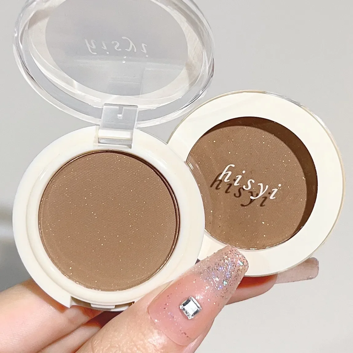 Paleta de sombras de ojos monocromáticas versátiles, efectos mate y brillantes, albaricoque, marrón tierra y Rosa niebla para un aspecto natural