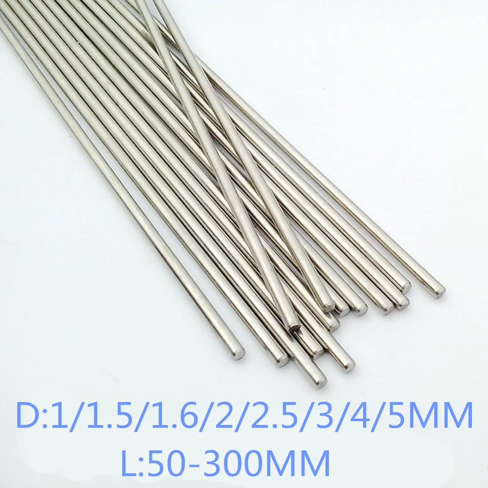 

20 PCS 1/1.5/1.6/2/2.5/3/4/5MM Length 50-300MM Toy Car Frame Part Stainless Steel Round Shaft Rod Bar
