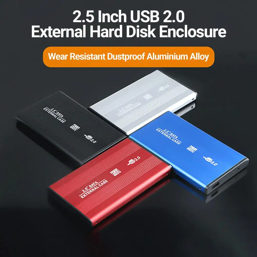 Alumínio Alloy Mobile Hard Disk Case 2.5 Polegada USB 2.0 External Hard Disk Shell Enclosure Hard Drive Box Alta dureza para Laptop
