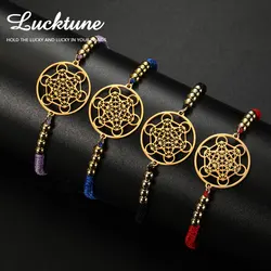 Lucktune Stainless Steel Angel Seal Archangel Metatron Cube Rope Bracelets for Women Spiritual Amulet Jewelry Anniversary Gifts