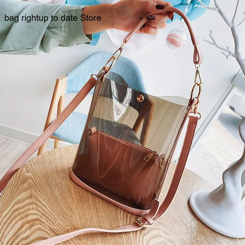 Summer Transparent One Shoulder Crossbody Bucket Bag for Women