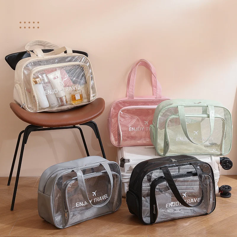 New Dry and Wet Separation Fitness Bag Transparent Swimming Bag Large Capacity Waterproof Toiletry Bag Travel Portable Beach Bag