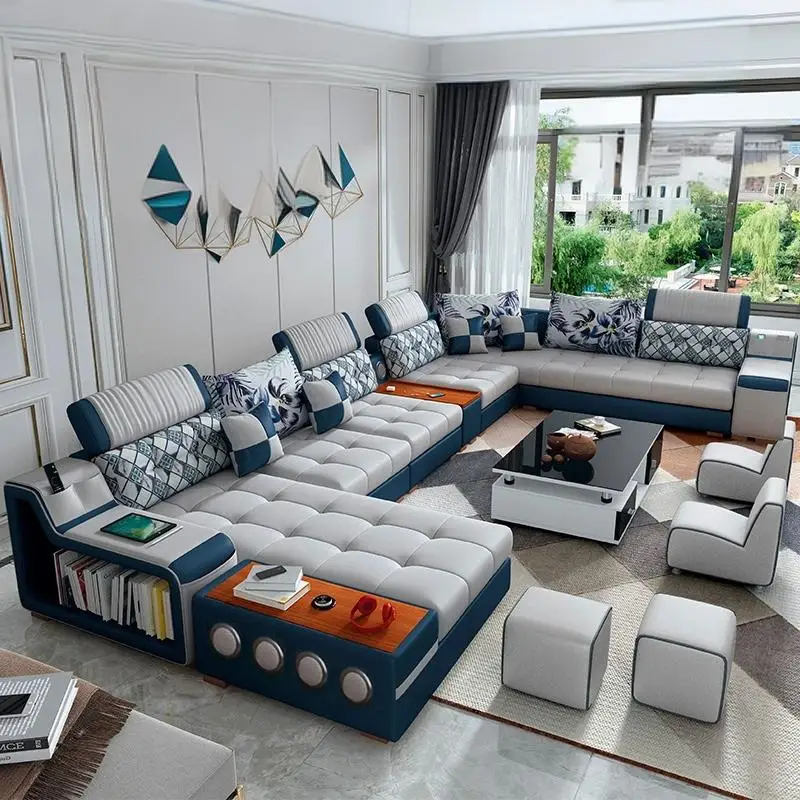 

Fabrik großhandel wohnzimmer sofas Moderne Stoff sofa set 7 sitzer hause sets E-commerce Entspannen heißer u geformt schnitts