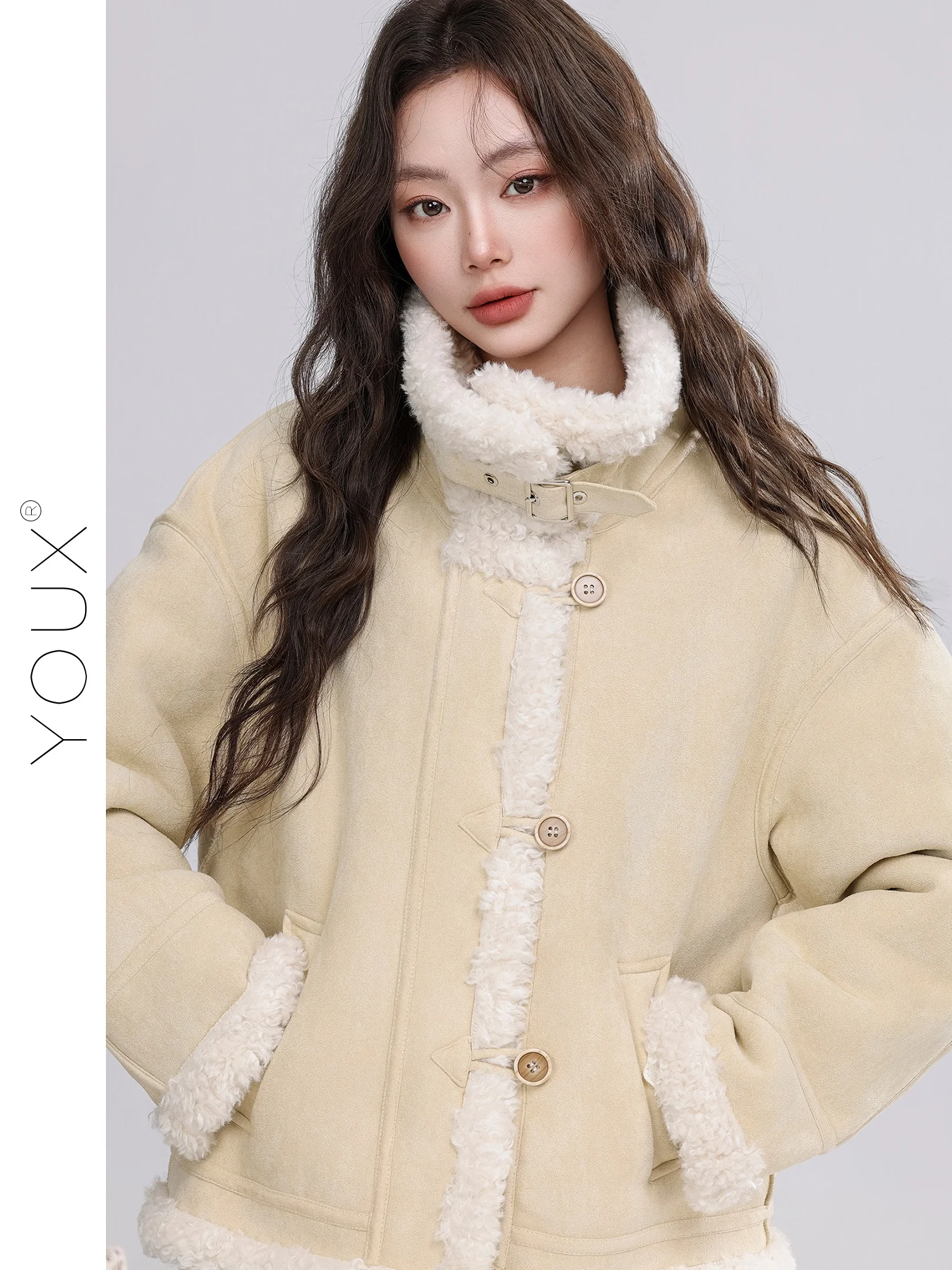 

Женская зимняя куртка Autumn Lane Gentle Longevity 2026: новая модель, повседневная, желтая, с воротником-стойкой, теплая, из кожи с мехом, в ретро-стиле, размер L