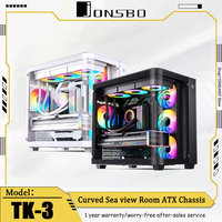 JONSBO TK-3 Black Curved Sea View Room Case Supports 360 Cold Row ATX Power Supply Game Star Ship Warehouse Computer Case White