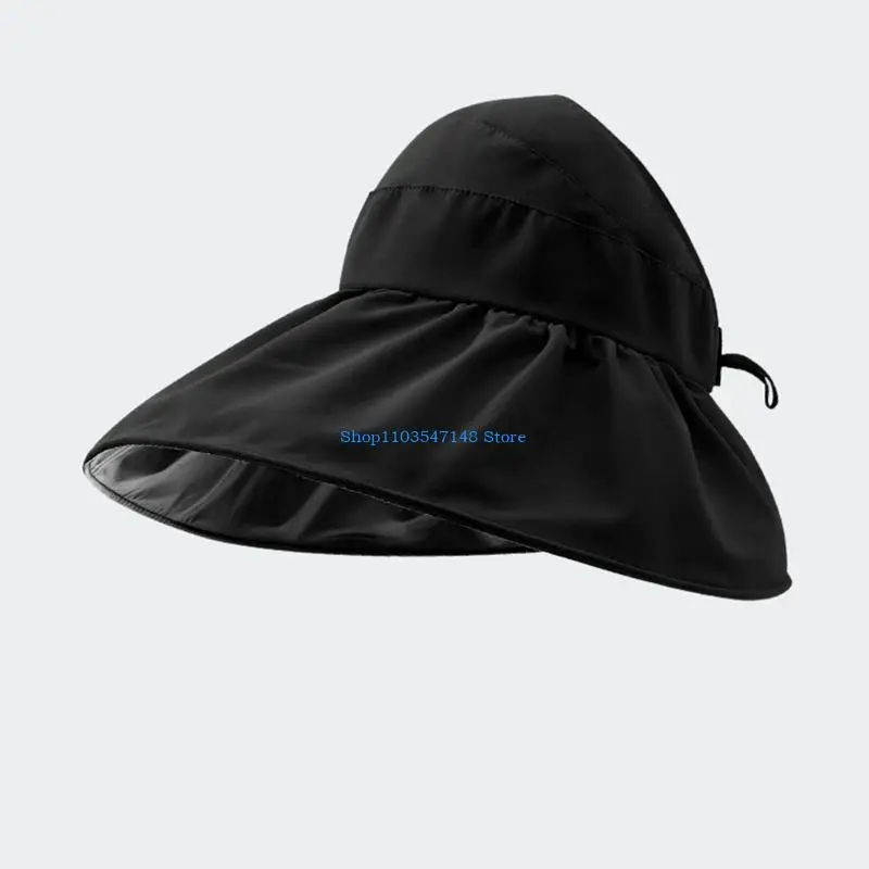 

P88B Foldable Sun Visors Hats for Women Summer Wide Brim Ponytail Beach Hat Open Top